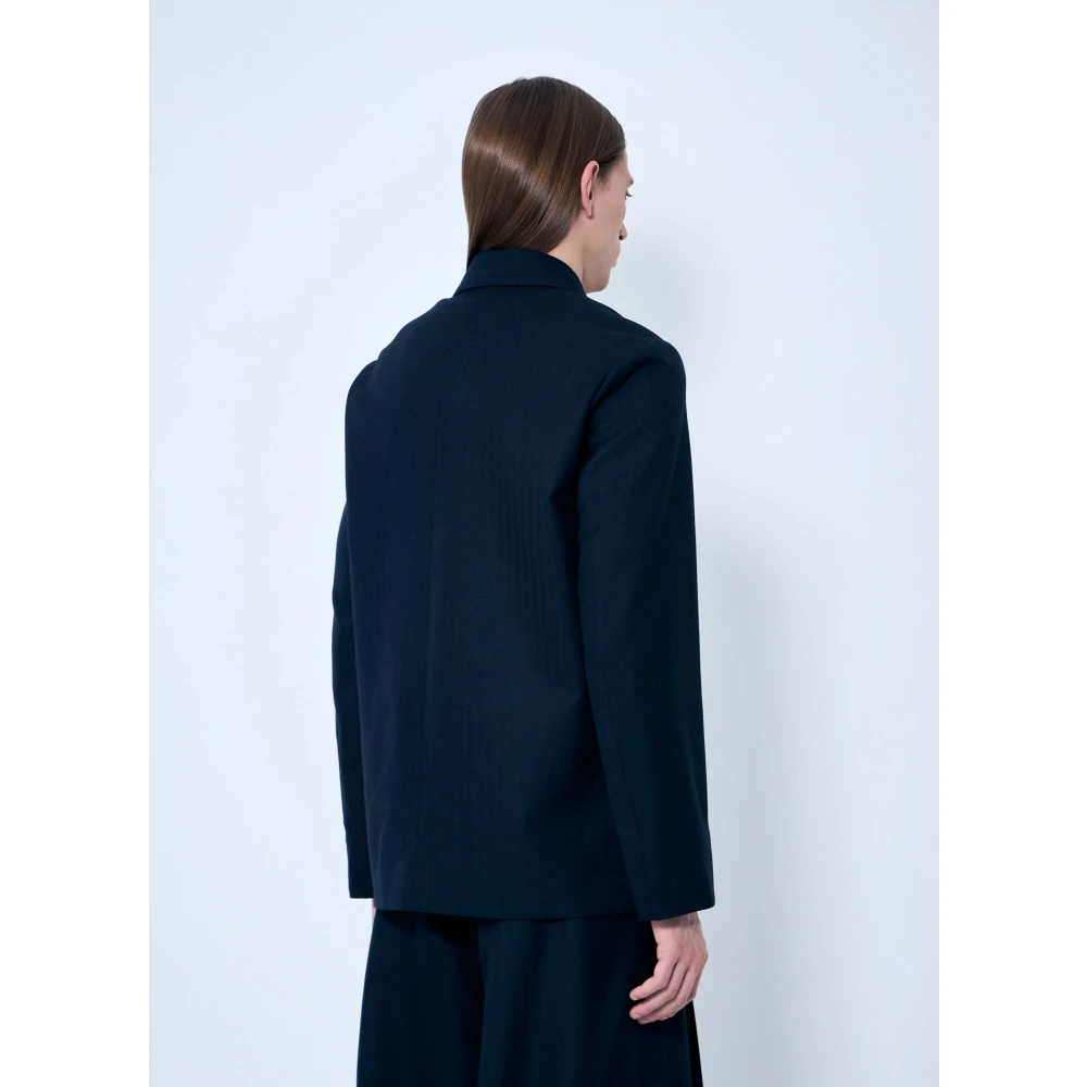 Dries Van Noten Wollen getailleerd jasje met ingesneden revers Blue Heren