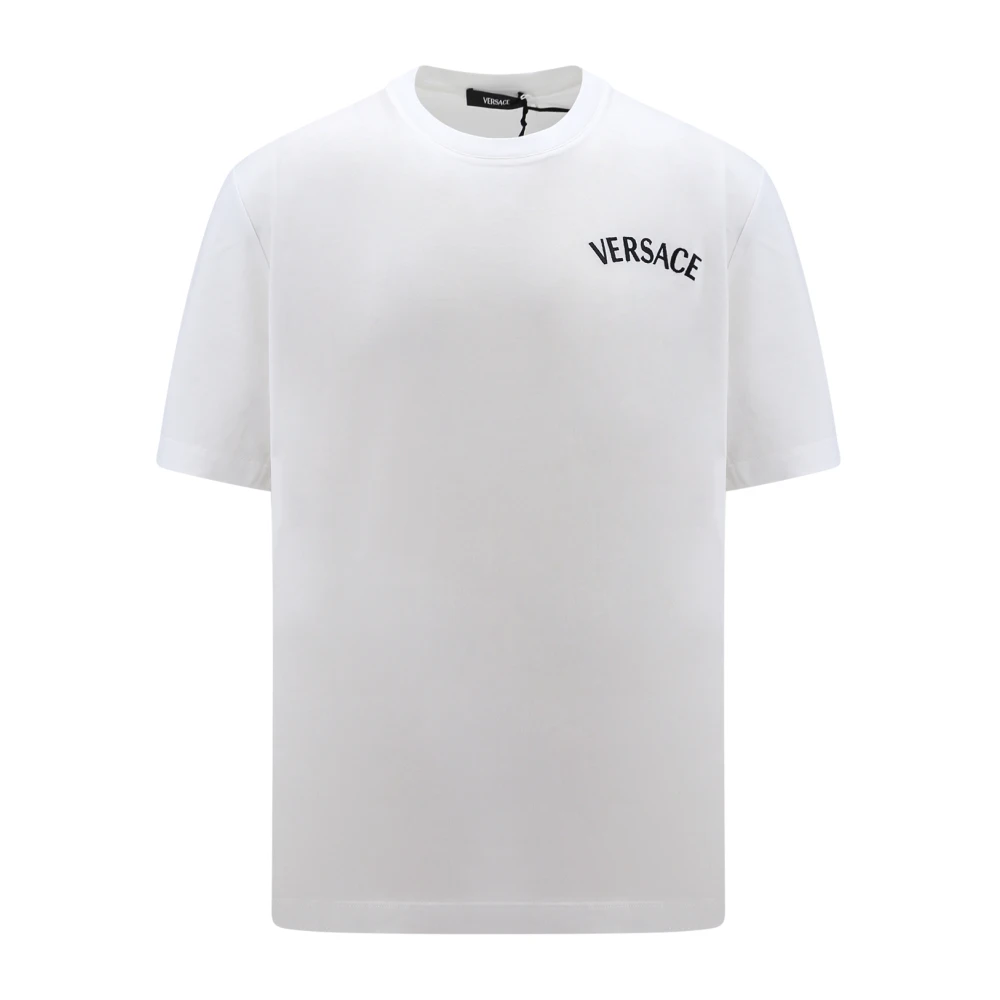 Versace Logobroderad Bomull T-Shirt White, Herr