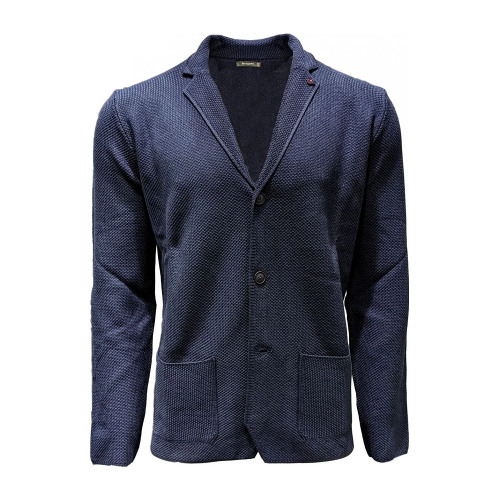 Ferrante Blå Bomullsblazer Made in Italy Blue, Herr