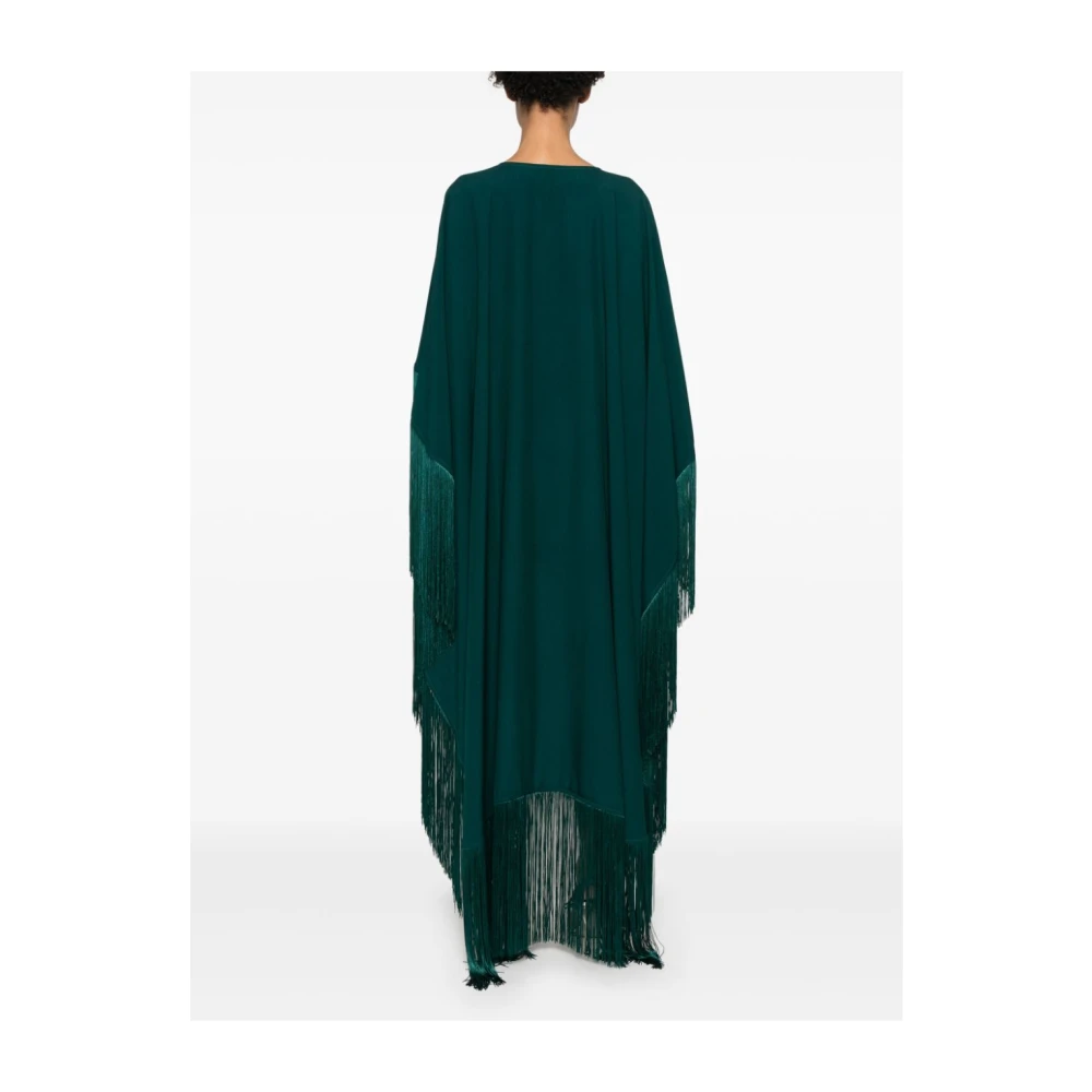 Taller Marmo Groene Cape Jurk met Franje Details Green Dames
