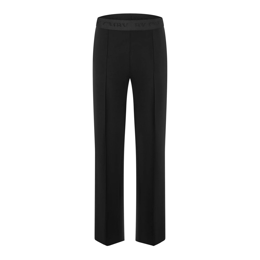 Cambio Women's Black Wide Trousers, 2XL L32, Wide Trousers With Elastic Waist