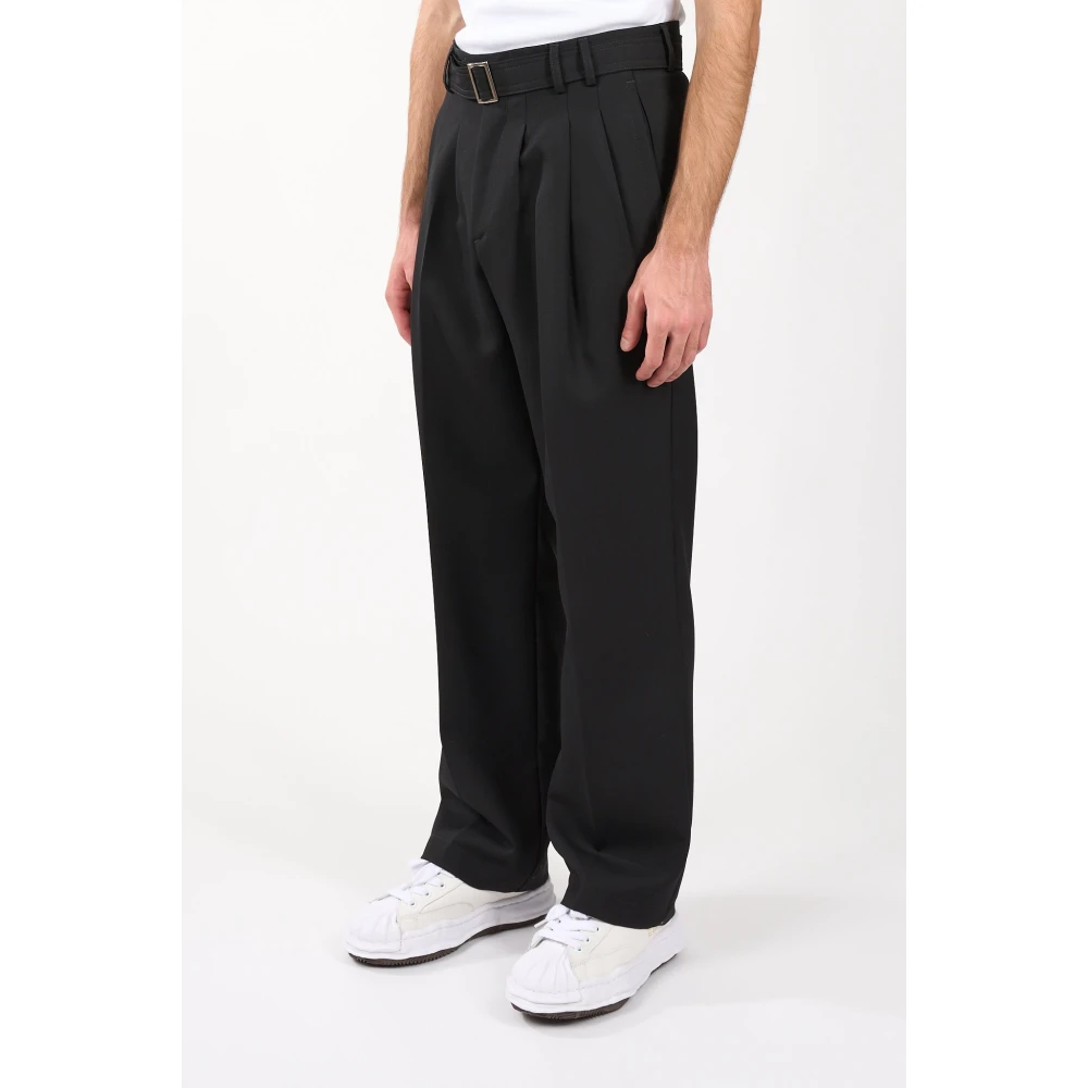 Costumein Wollen baggy broek met haaksluiting Black Heren