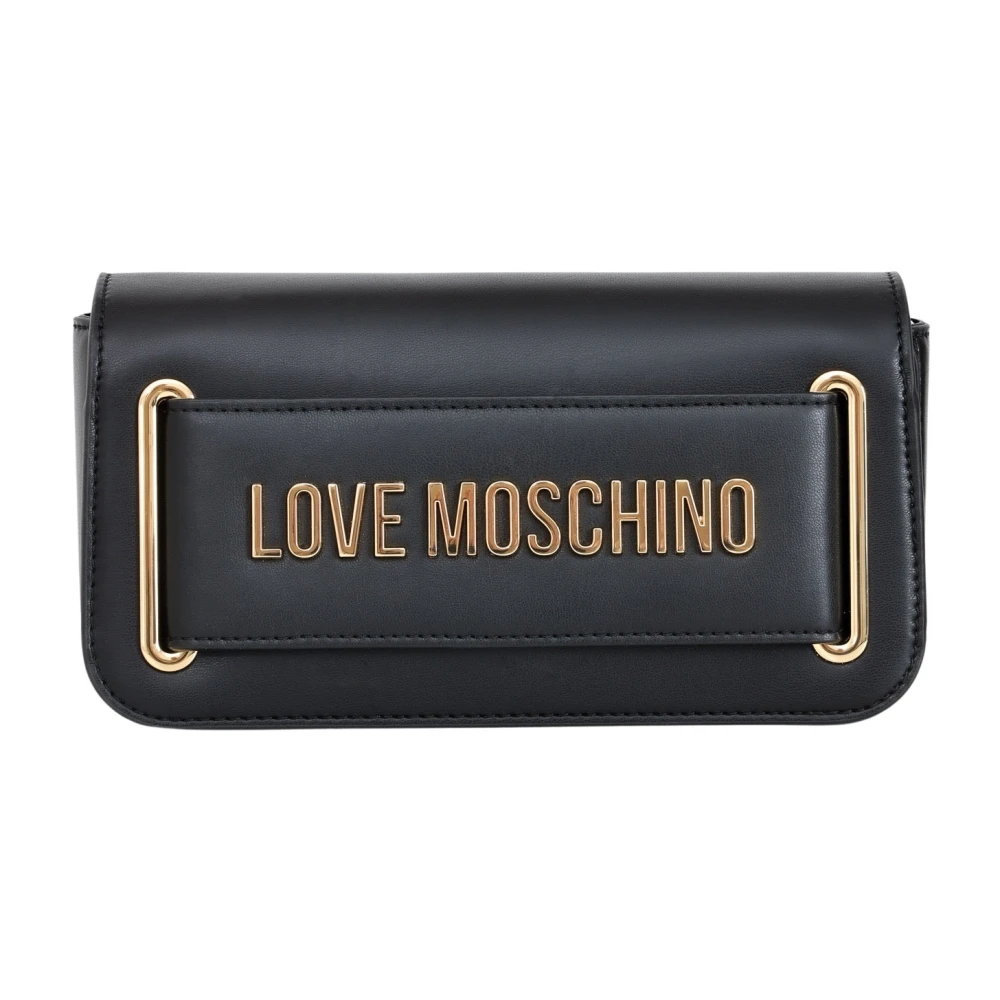 Love Moschino Zwarte Crossbody Tas met Gouden Logo Black Dames