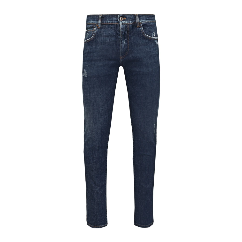 Dolce & Gabbana Slim-Fit Jeans met Distressed Effect Blue Heren