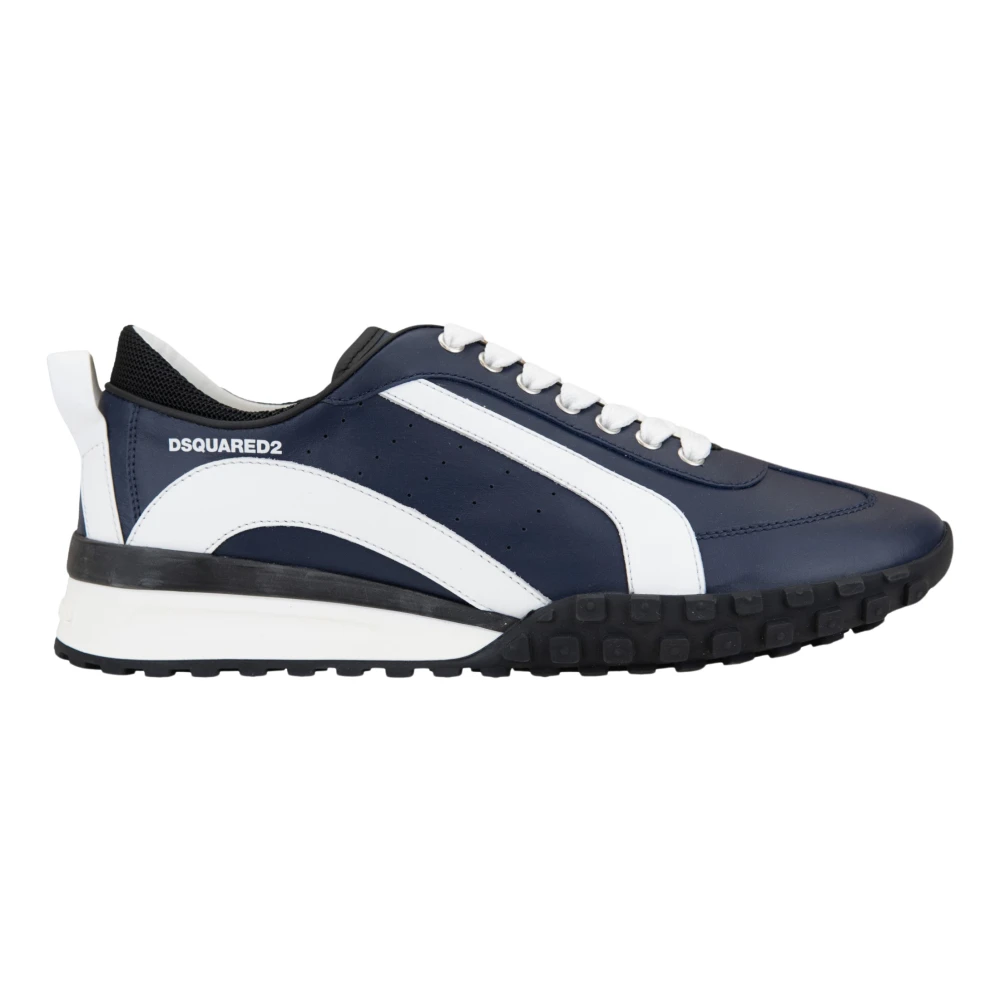 Dsquared2 Men's Blue Lace-Up Leather Trainers - Sneakers - 7 Uk - Shoes