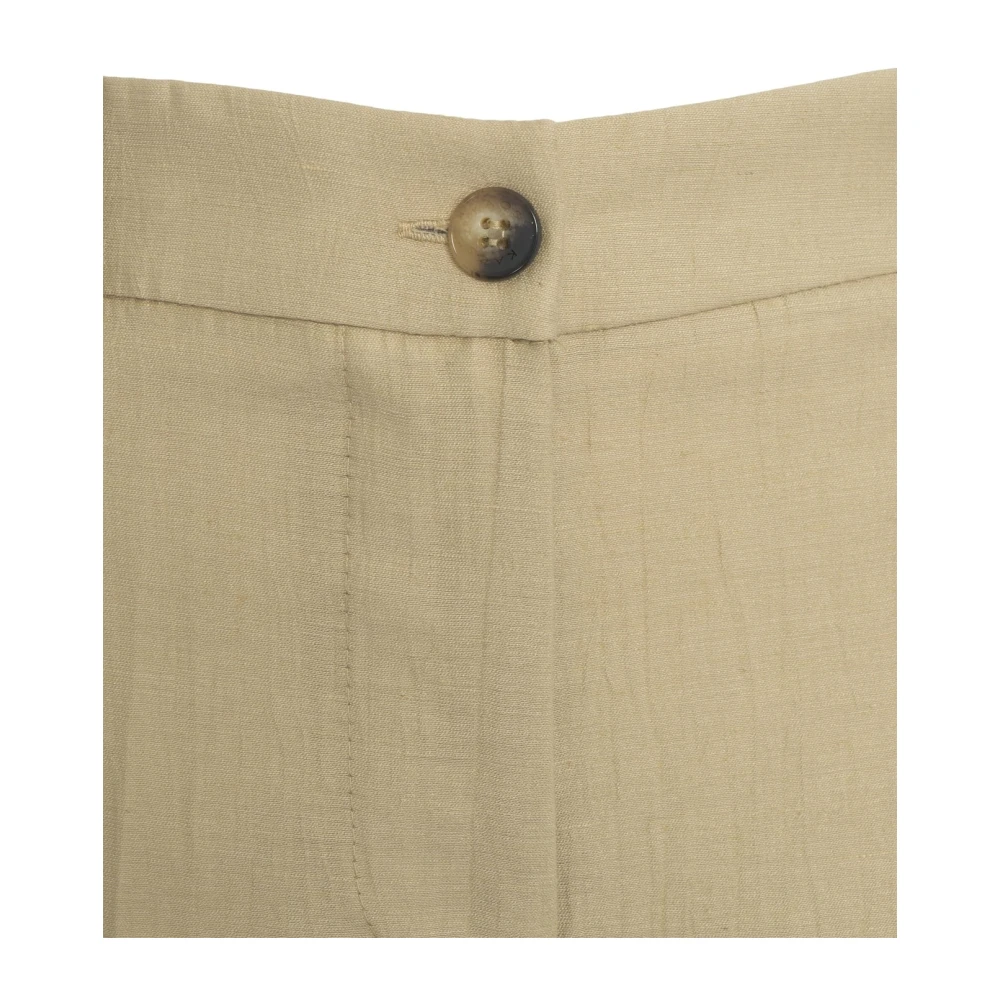 Kaos Stijlvolle Beige Wijde Linnen Broek Beige Dames