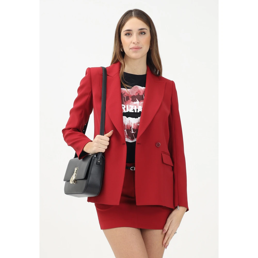 PATRIZIA PEPE Rode double-breasted jas Essential stijl Red Dames
