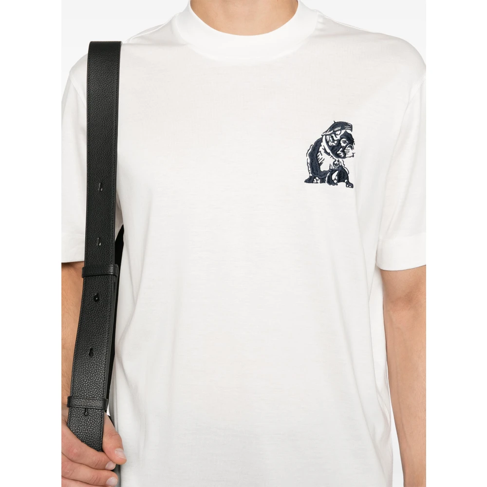 Emporio Armani Lyocell Katoenen T-shirt White Heren