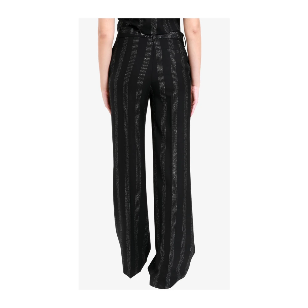 Msgm Zwarte Wijde Pijp Wollen Broek Black Dames