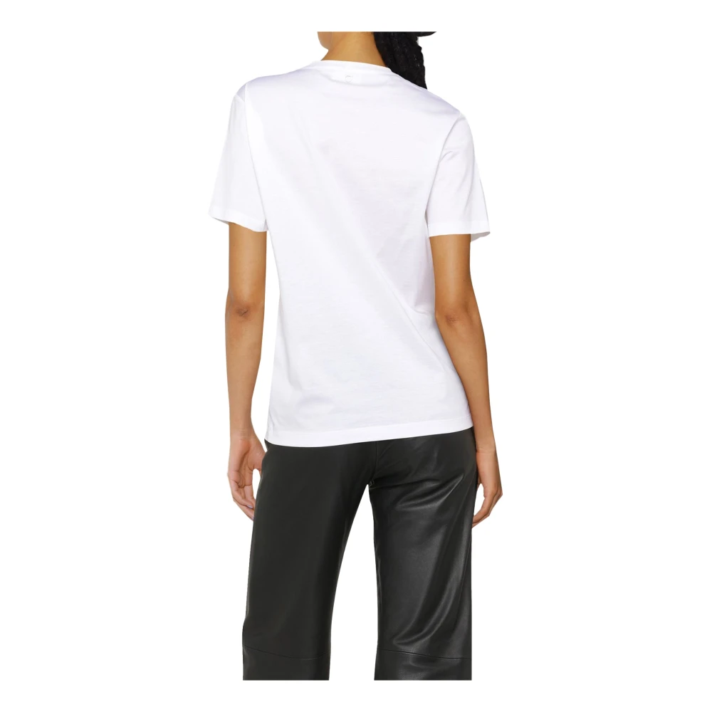 Salvatore Ferragamo Wit Katoenen T-Shirt met Bloemenborduursel White Dames
