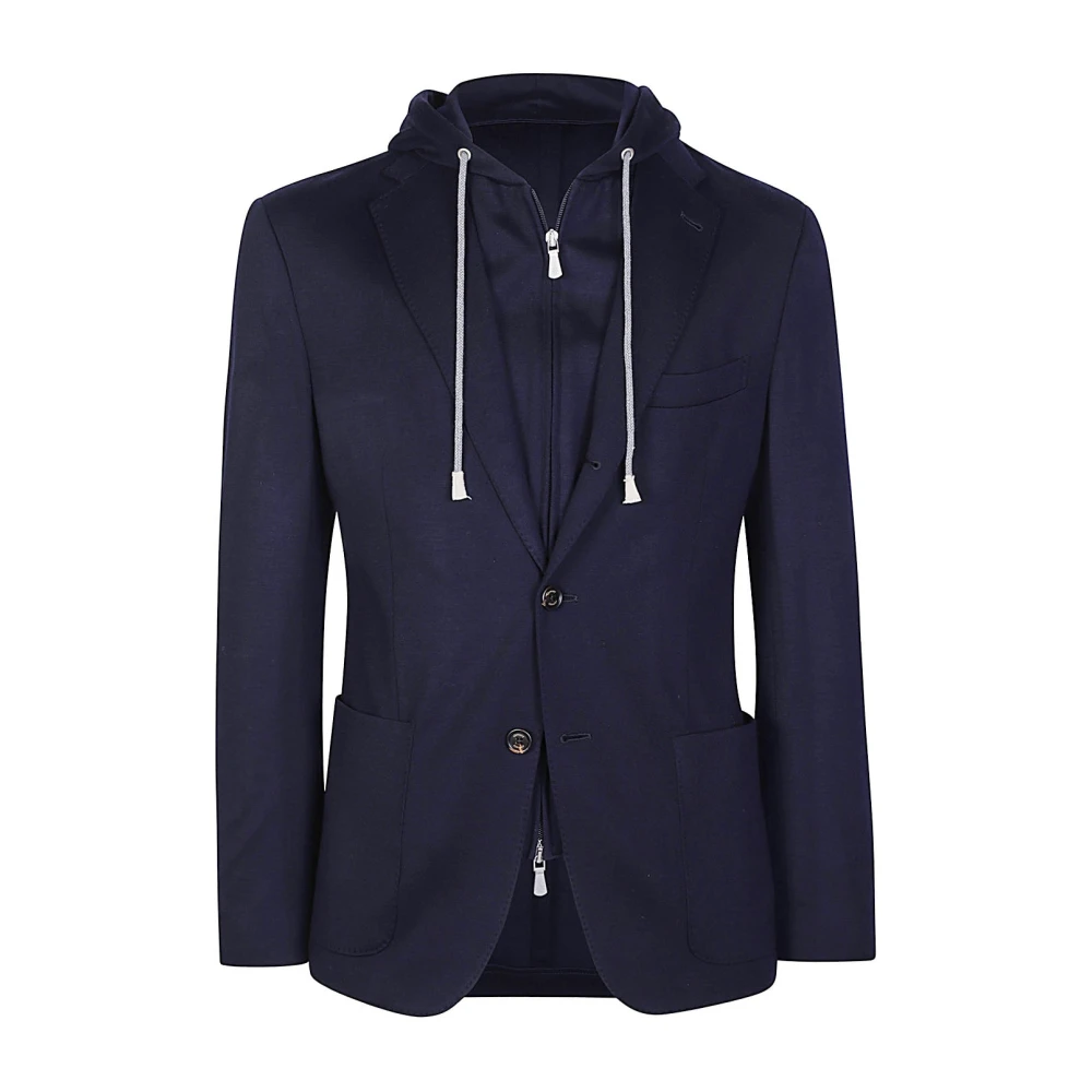 Eleventy Wollen jas met afneembare bodywarmer Blue Heren