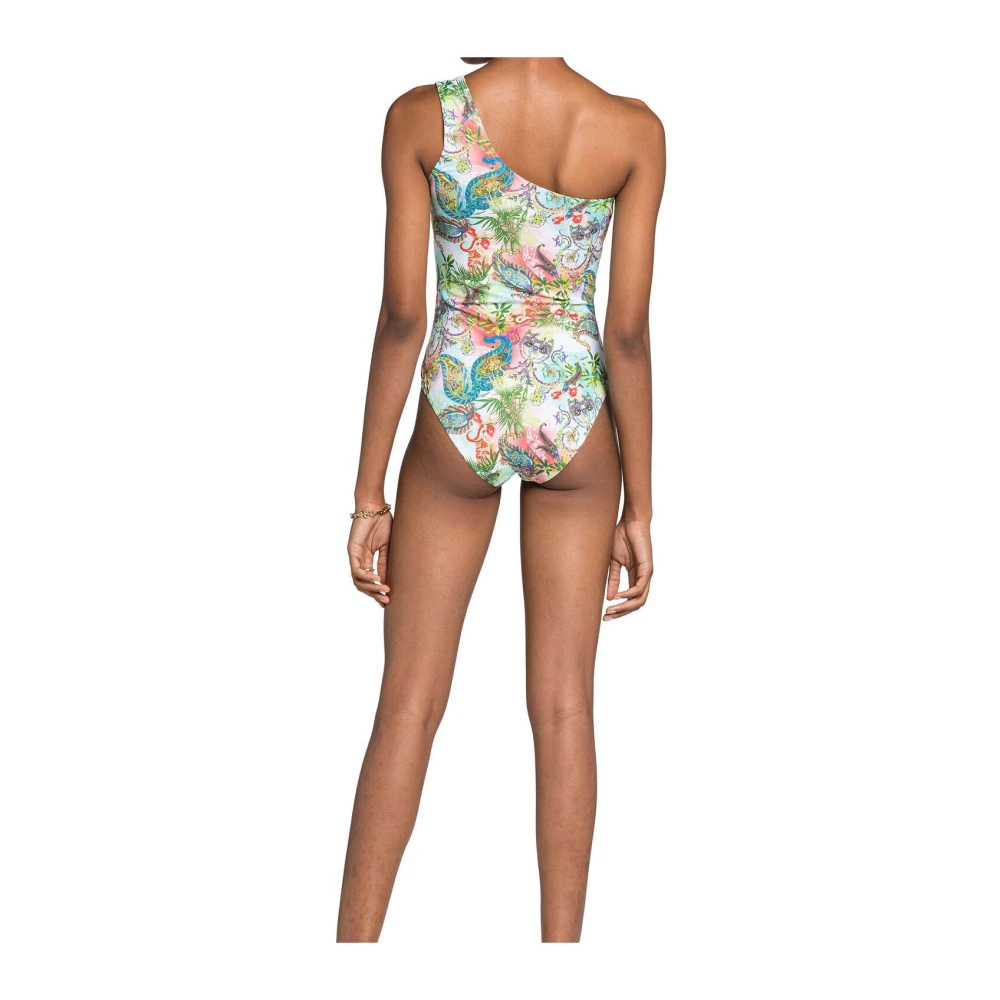 Roberto Cavalli Asymmetrische Botanische Badpak Multicolor Dames
