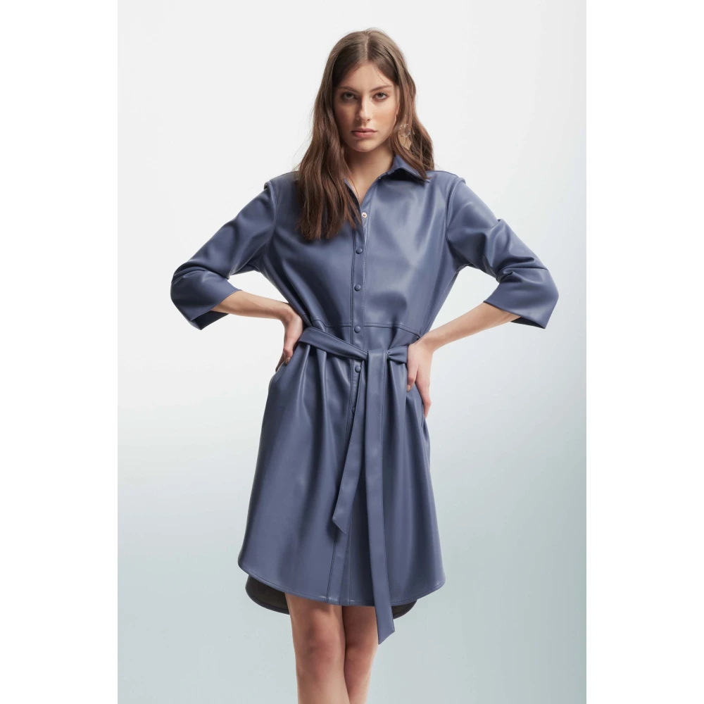 Kocca Elegante Midi Jurk met Riem Blue Dames