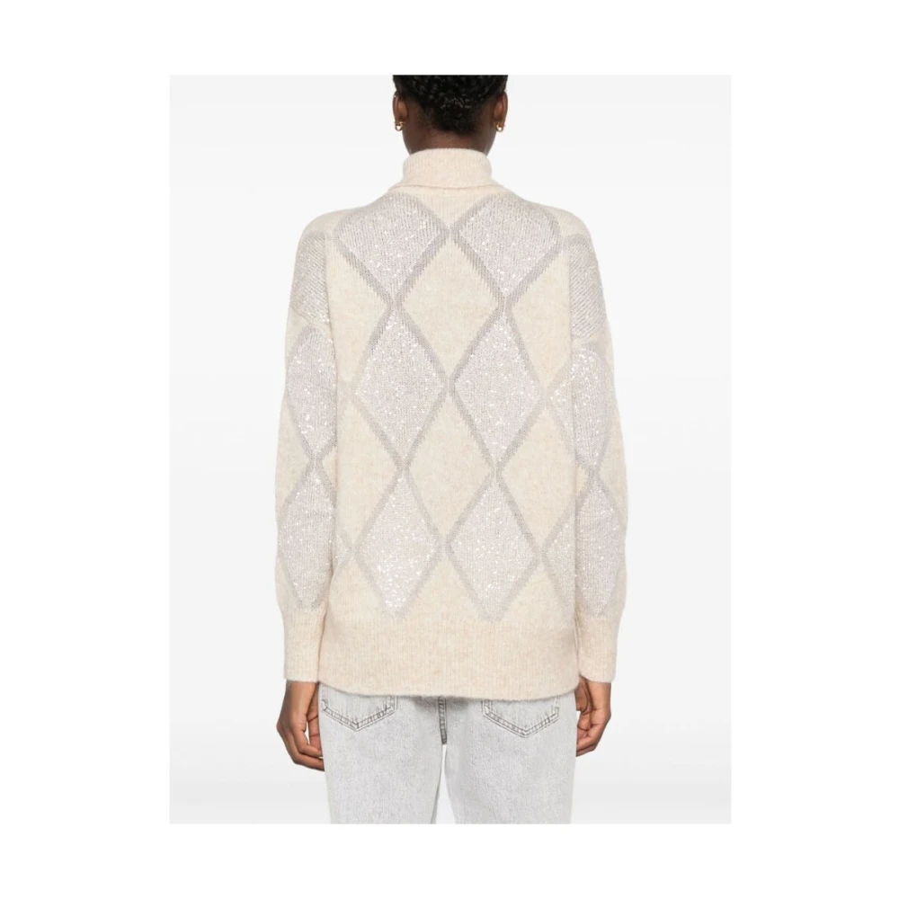 BRUNELLO CUCINELLI Beige Gebreide Paillet Sweater Beige Dames