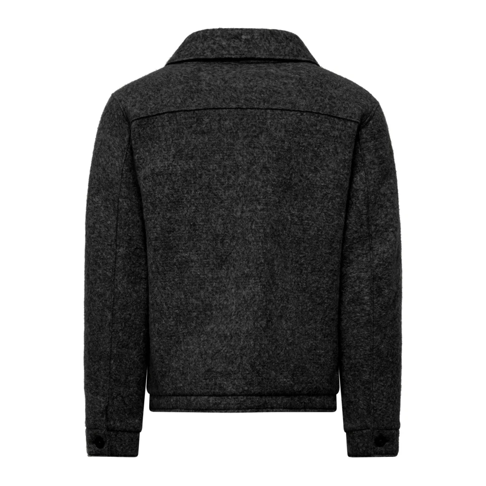 BomBoogie Wollen Shirtjas met Gewatteerde Voering Black Heren