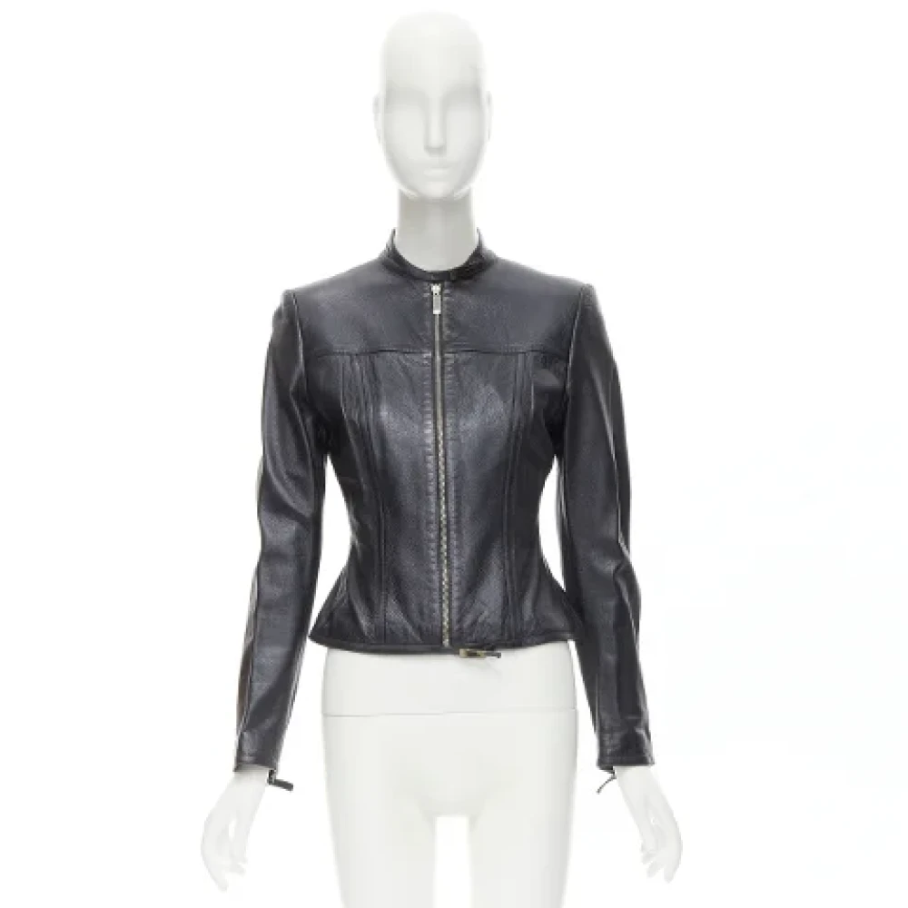 Gucci Vintage Pre-owned Leather outerwear Black Dames