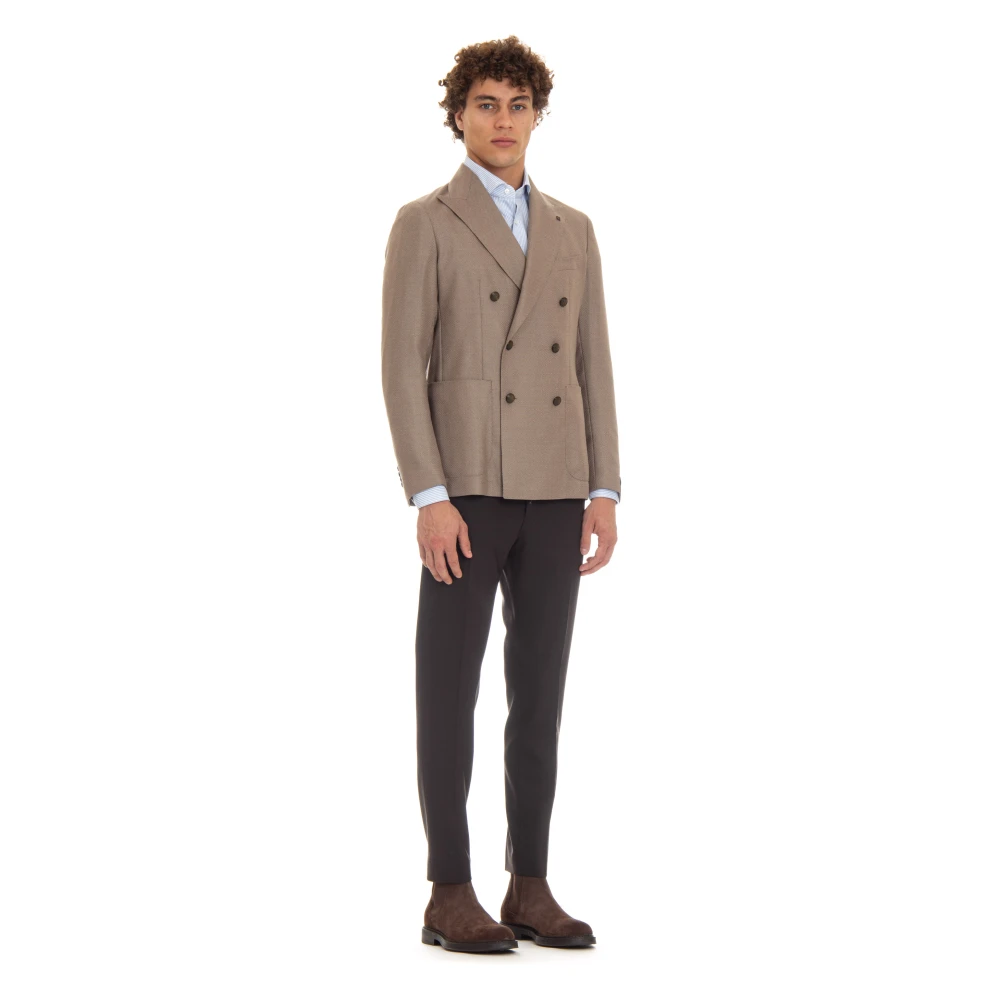 Tagliatore Grijze Dubbelborst Jas Brown Heren