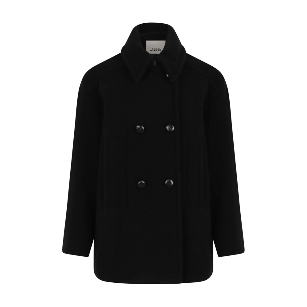 Isabel Marant Women's Black Double-Breasted Coats, S, Coats For