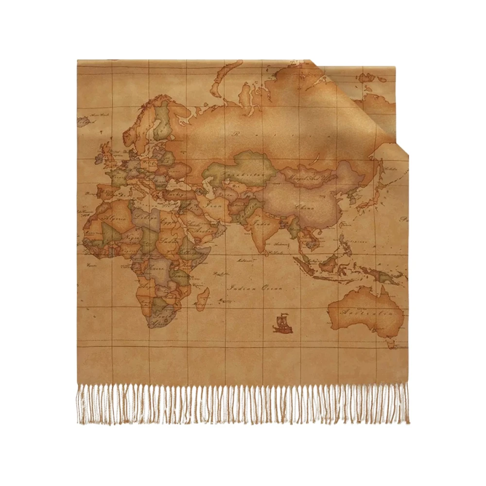 Alviero Martini 1a Classe Beige Map Design Sjaal Beige Dames