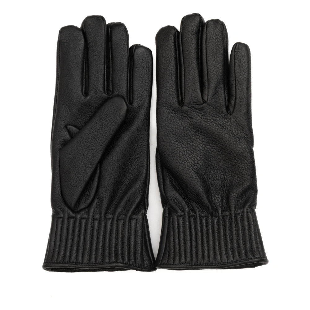 Orciani Women's Black Leather Hammered Gloves