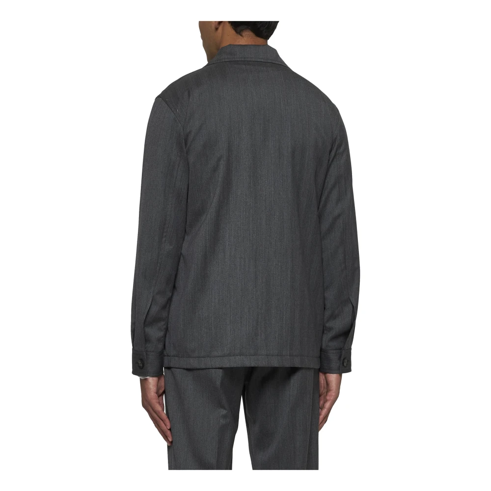 Tagliatore Antracietgrijze Wollen Field Jacket Gray Heren