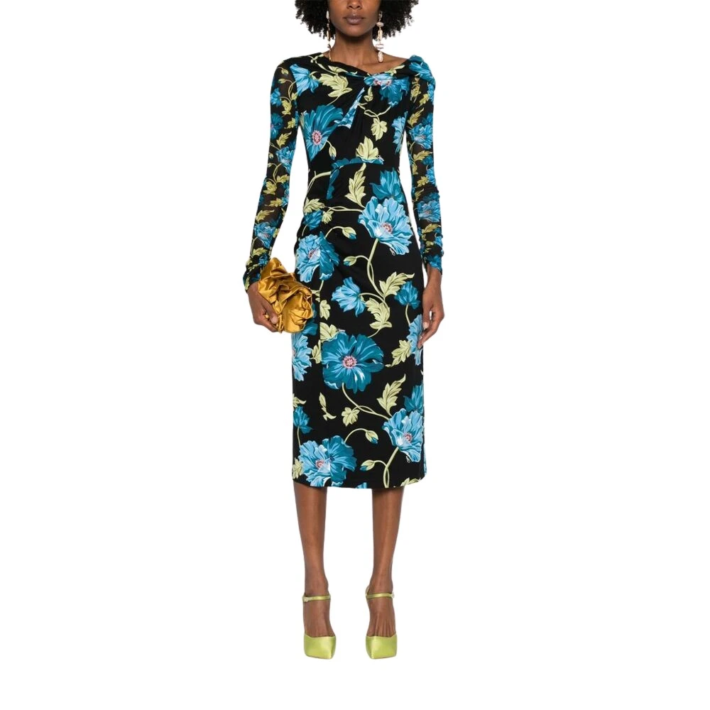 Diane Von Furstenberg Bloemenprint One-Shoulder Pencil Jurk Multicolor Dames