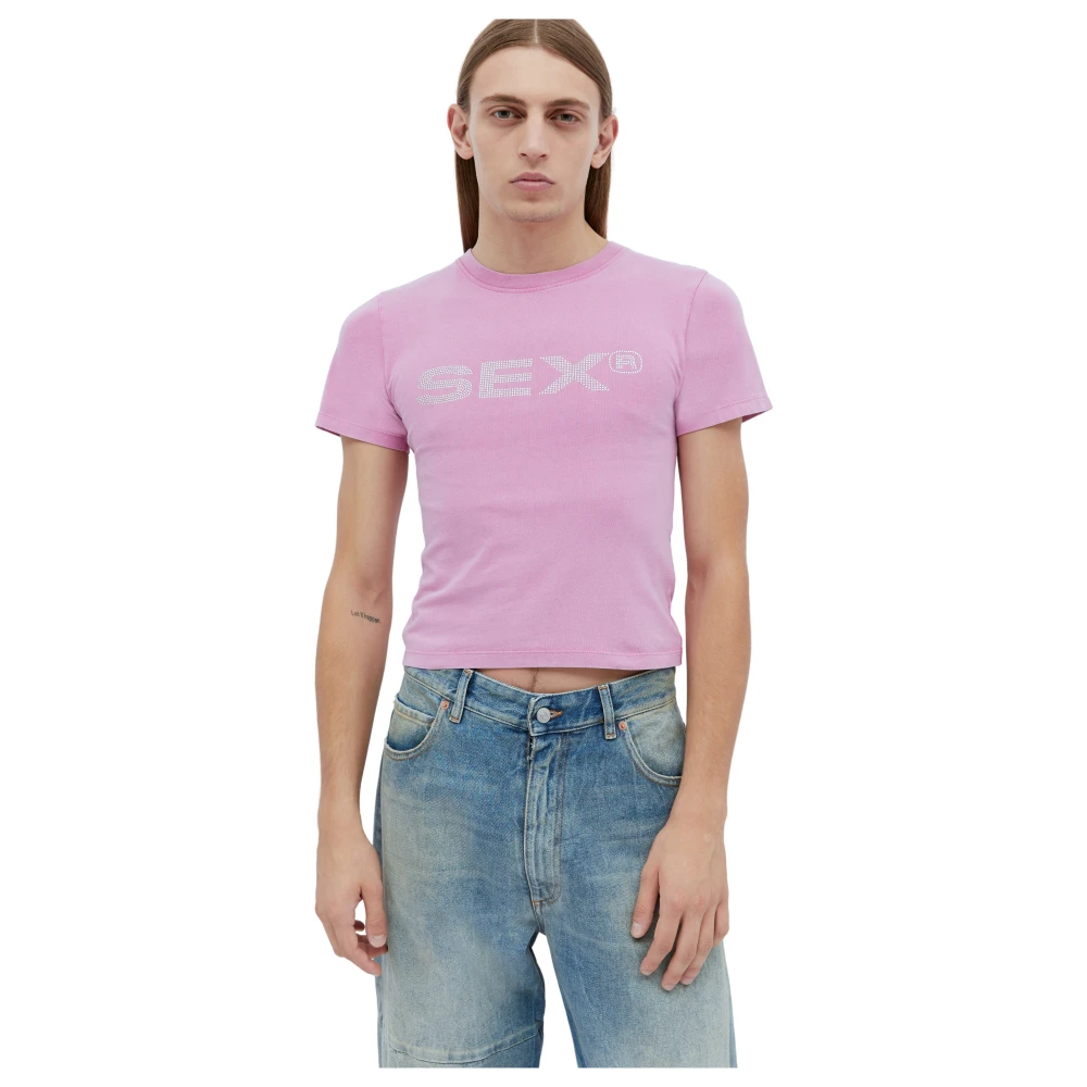 Carne Bollente Kristal versierd katoenen T-shirt Pink Heren