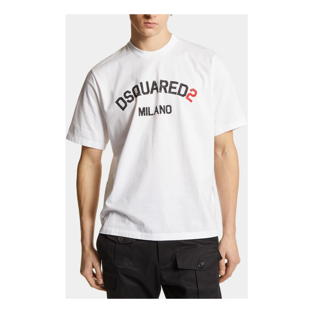 Dsquared2 Kristal Logo Korte Mouw T-shirt White Heren