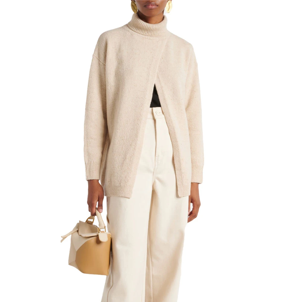 Max Mara Angelo Sweater met hoge hals detail Beige Dames