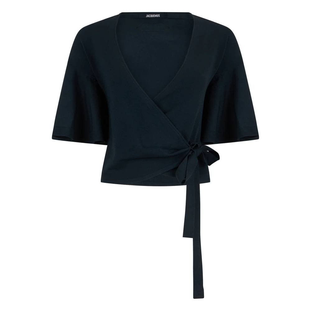 Jacquemus Blue T-Shirts, Female, Xs, The Paysan Ruffled Top