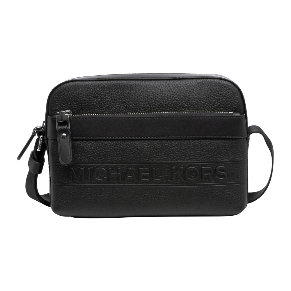 Michael Kors Hudson Utility Crossbody Tas van Pebble Leather Black Heren