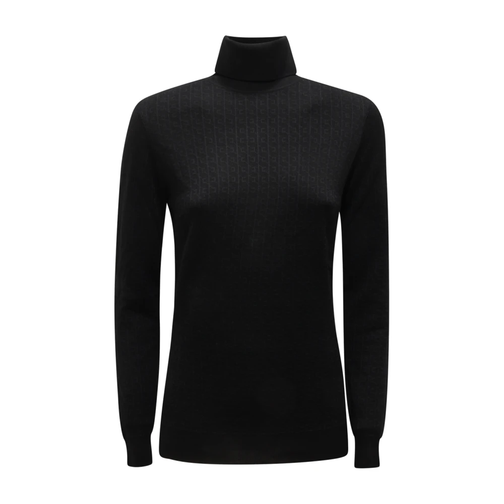 Elisabetta Franchi Women's Black Turtlenecks, L, Dolcevita Wo Textu Turtleneck Jumper