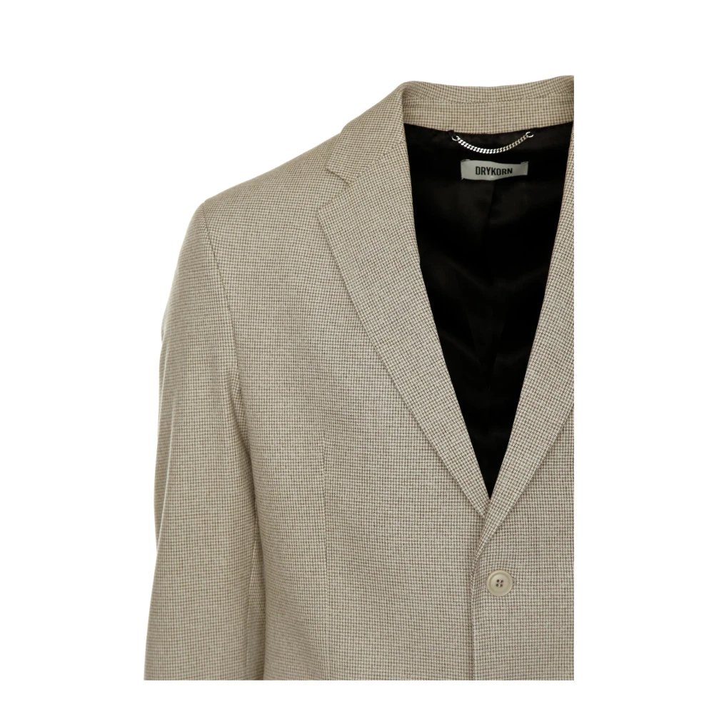 drykorn Single-Breasted Jas met Peak Revers Beige Heren
