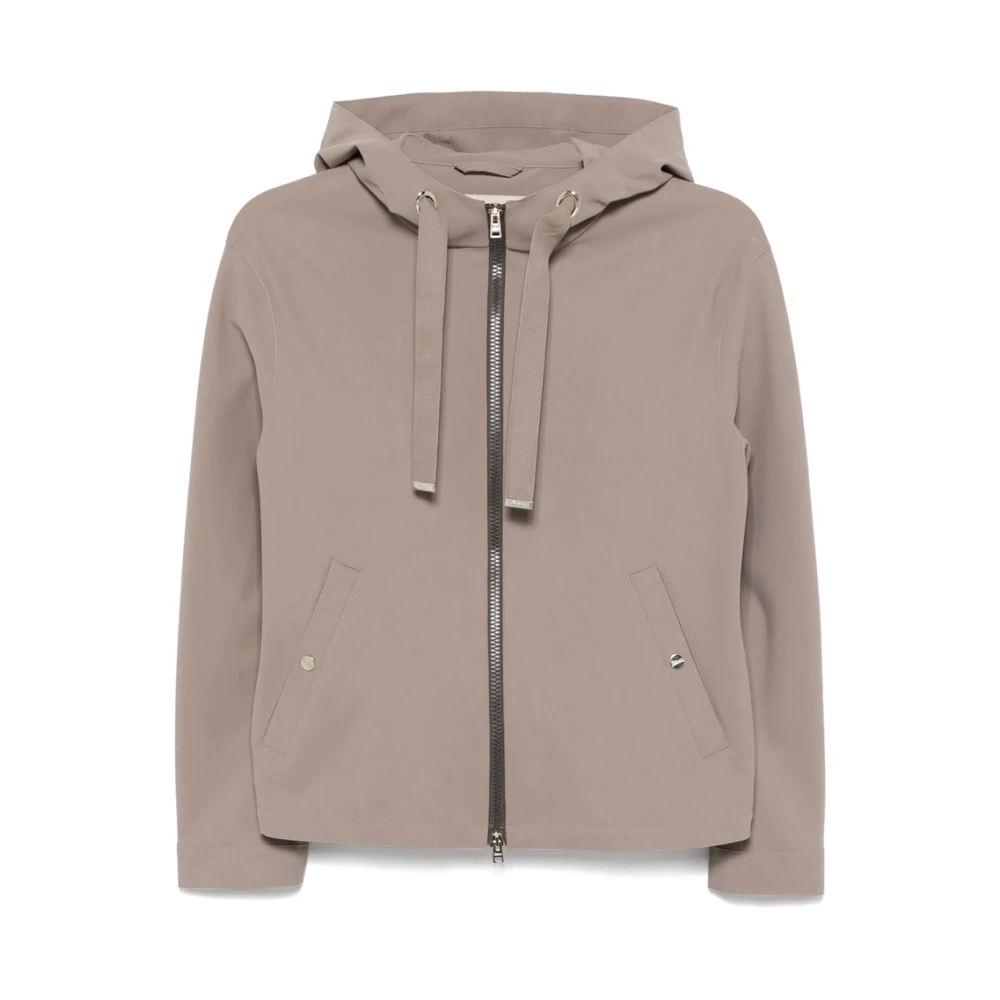 Herno Grijze Jas met Rits en Toggle Details Brown Dames