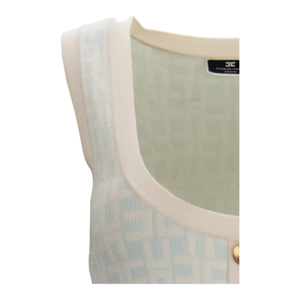 Elisabetta Franchi Mouwloze Midi Jurk met Rits Blue Dames
