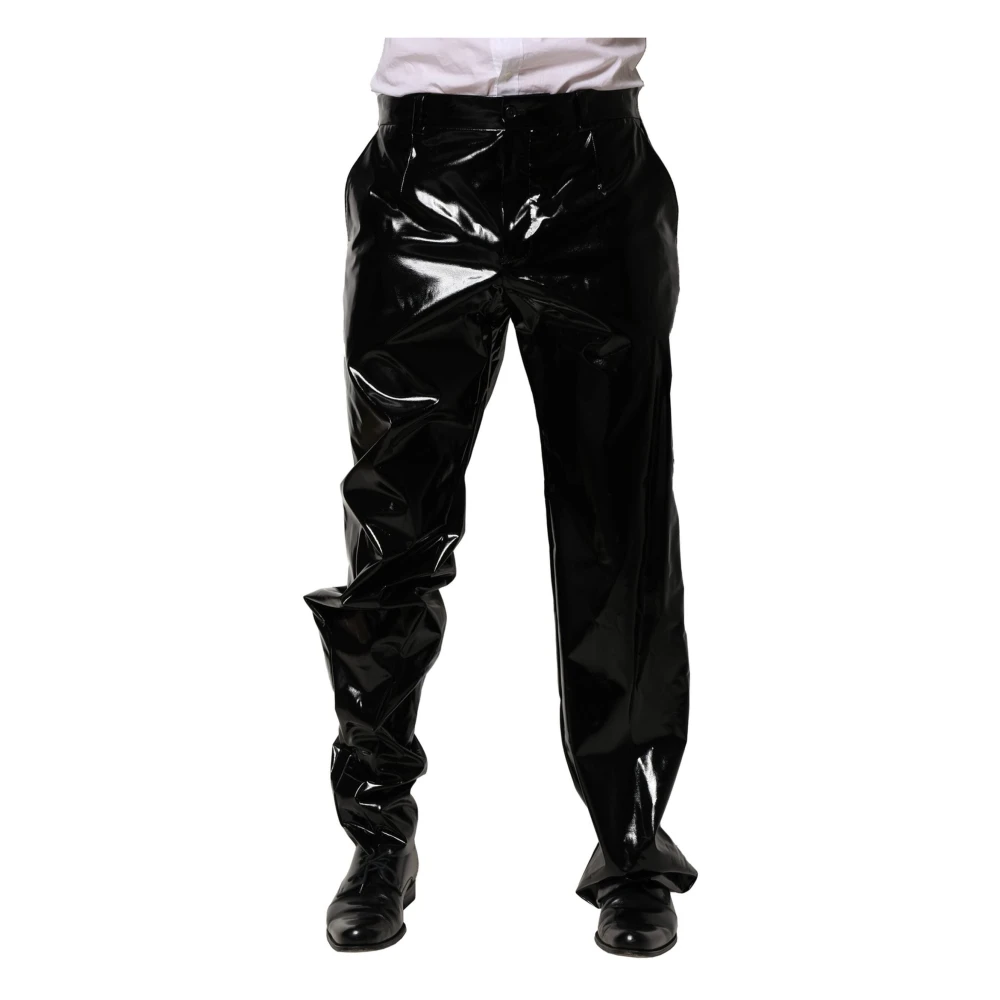 Dolce & Gabbana Black Nylon Straight Men Trousers - Male - Straight Trousers - M - Trousers
