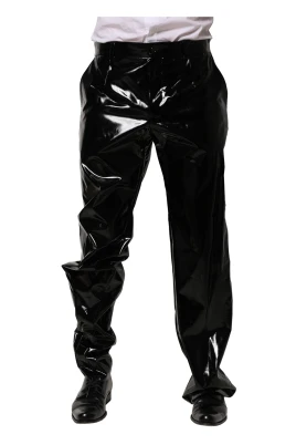 Svarta Nylon Straight Herrbyxor
