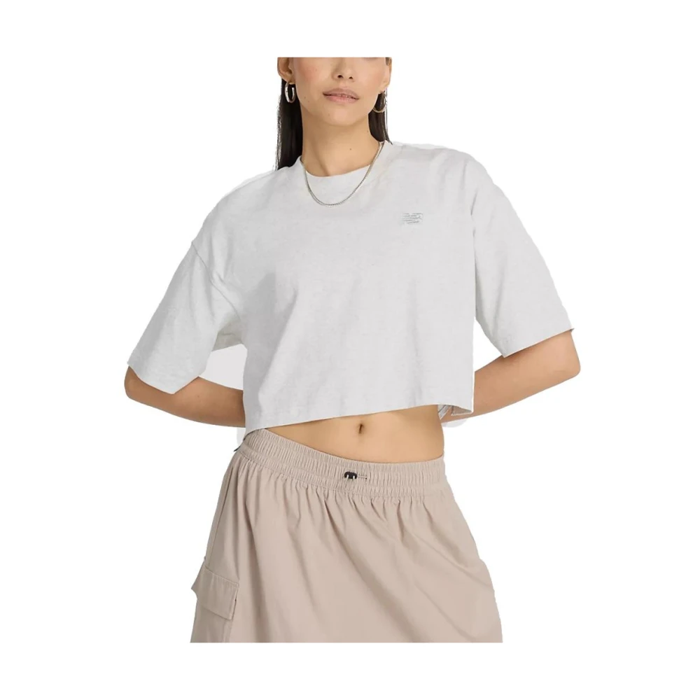 New Balance Oversized Logo Jersey T-Shirt White Dames