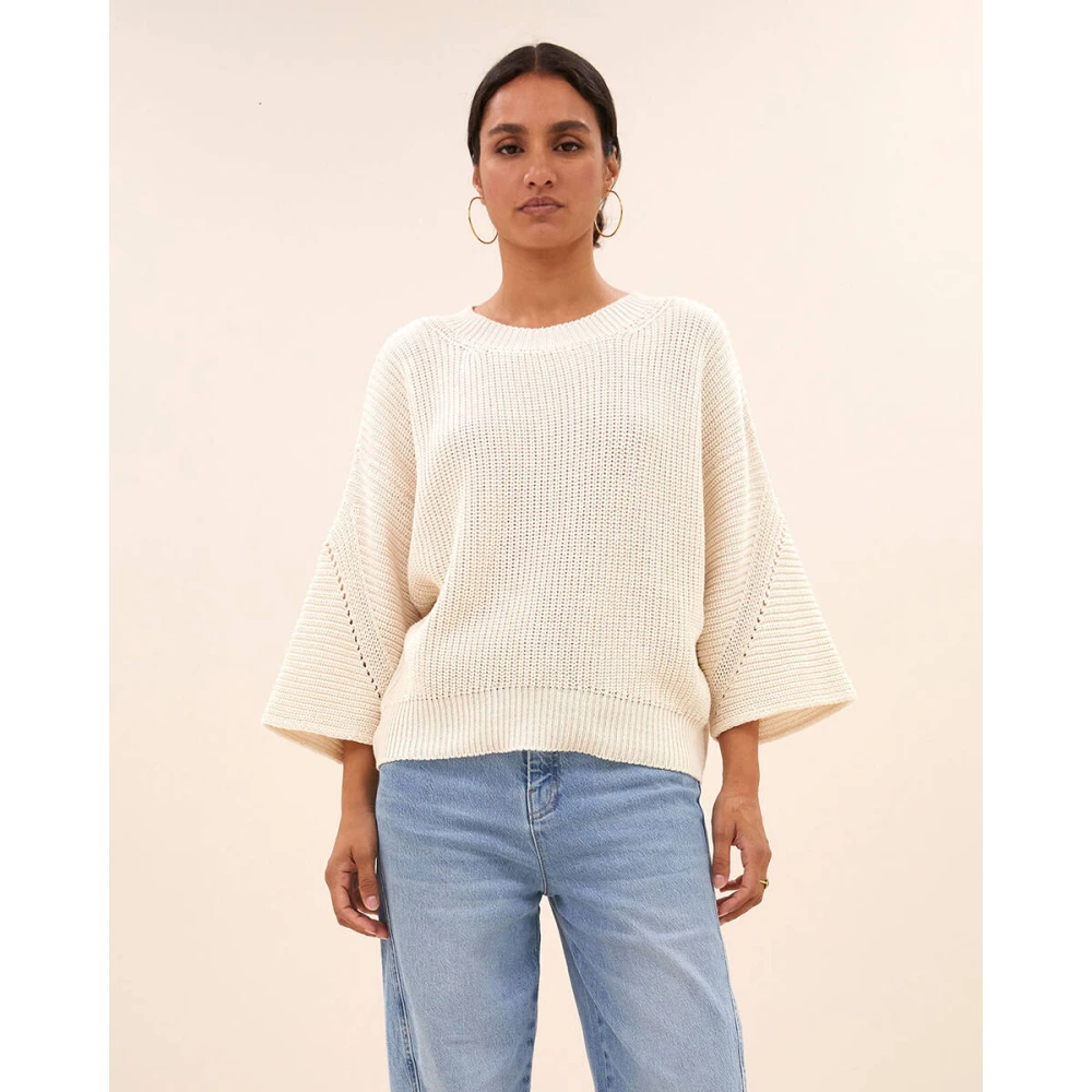 By-Bar Korte Mouw Pullover Jack White Dames