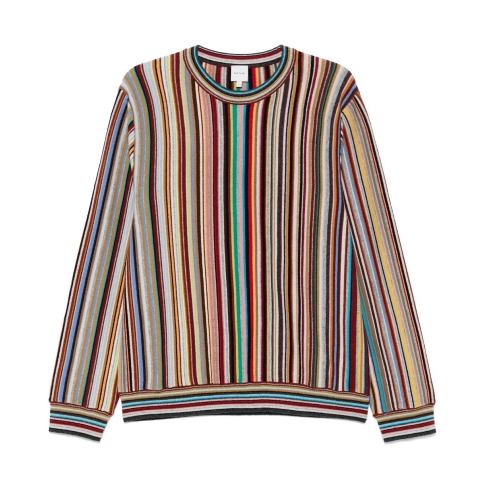 Paul Smith Kashmir Stickad Tröja Signatur Rand Mönster Multicolor, Herr