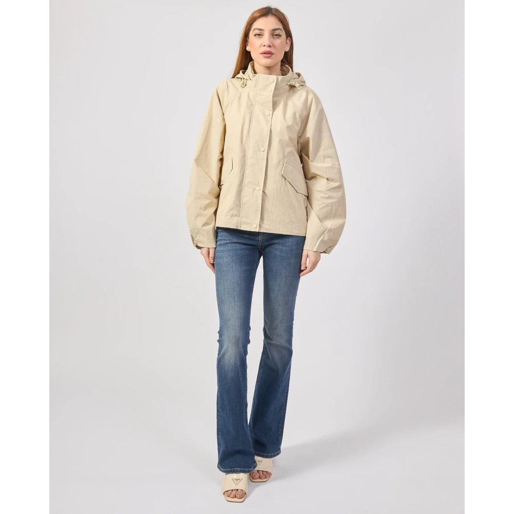 Ecoalf Beige Lente Hoodie met Knopen Beige Dames