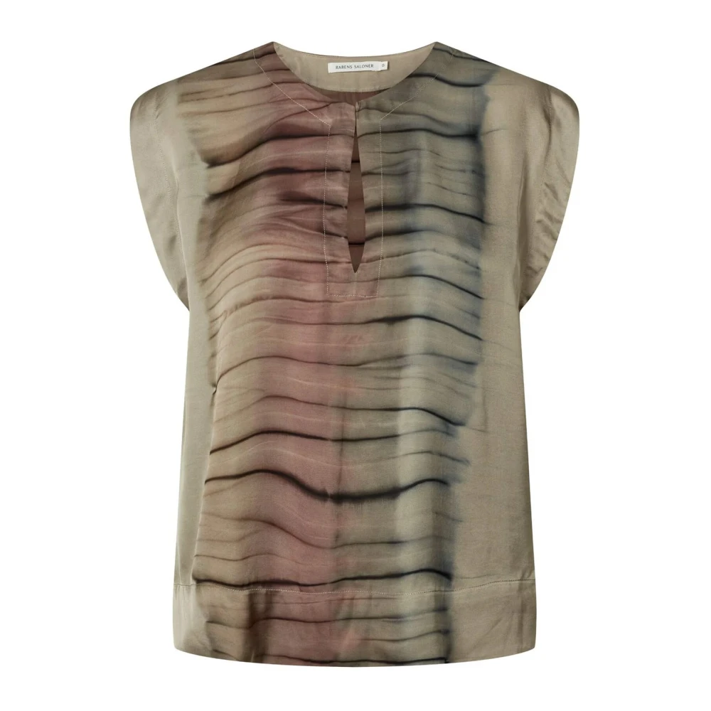 Rabens Saloner Tie-Dye Rosalyn Top Grijs Combo Multicolor Dames