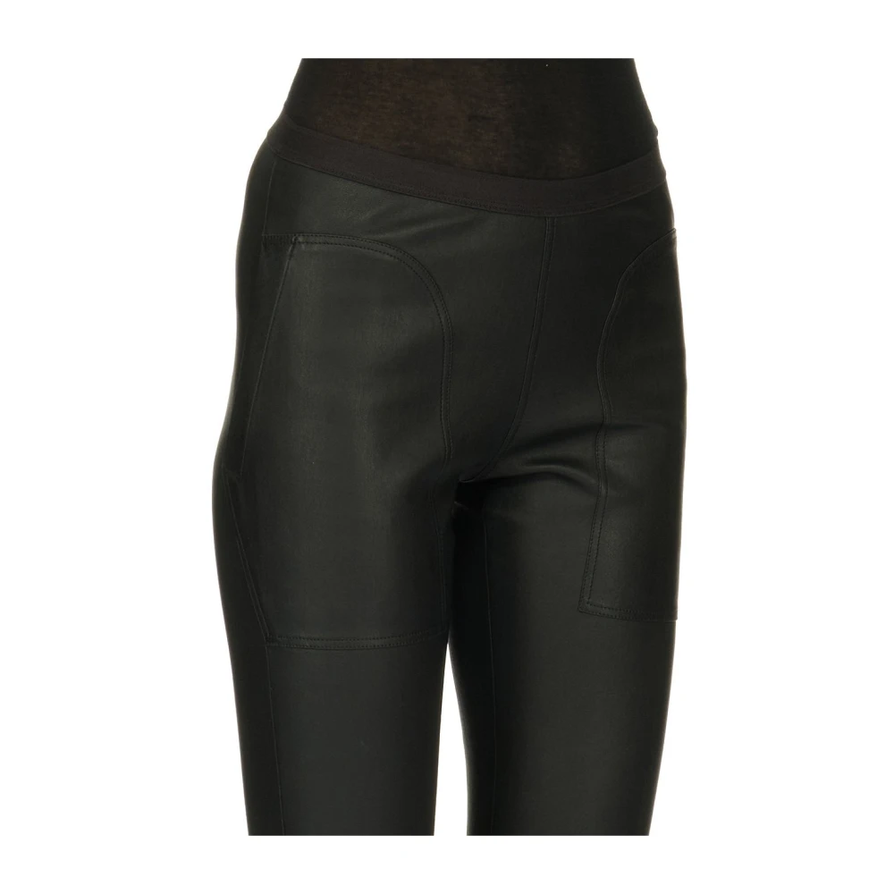 Rick Owens Zwarte leren stretch leggings Black Dames