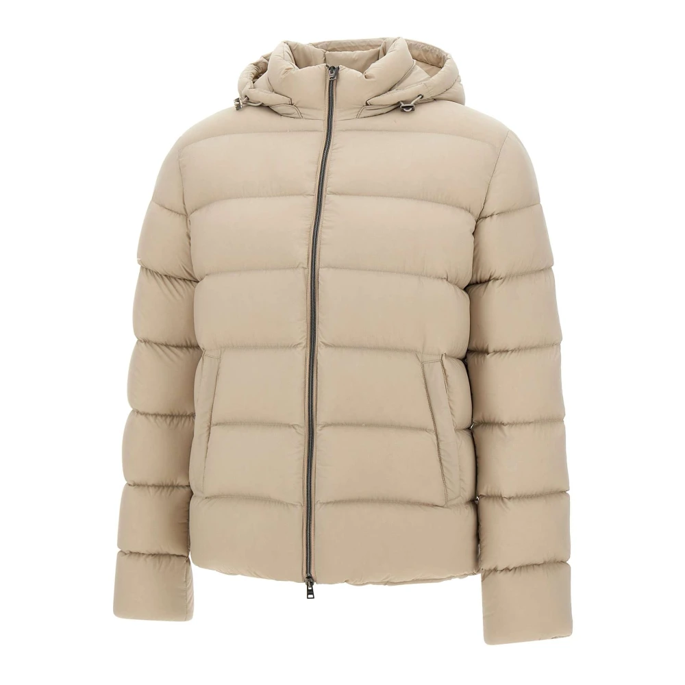 Herno Zand Nylon Donsjas met Capuchon Beige Heren