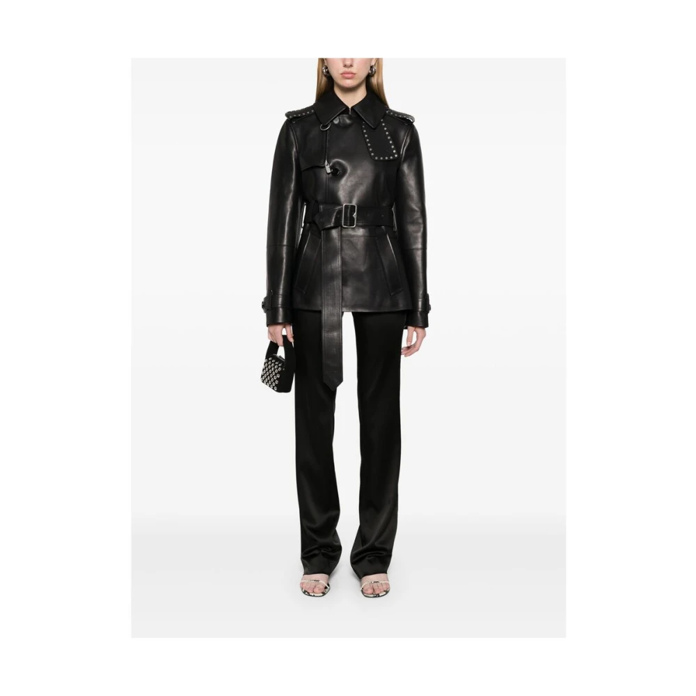 Burberry Zwarte leren jas met stud-detailing Black Dames