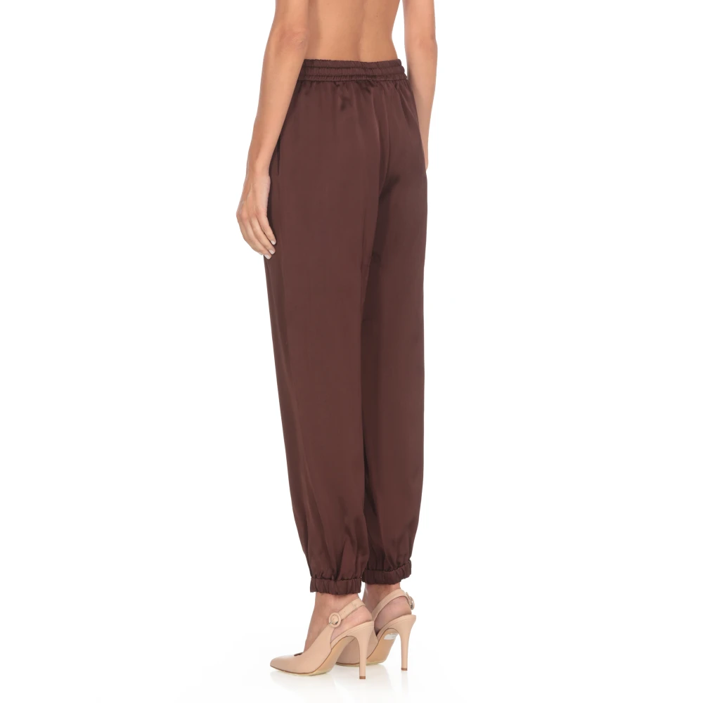 Fabiana Filippi Bordeaux Viscose Broek Elastische Taille Red Dames