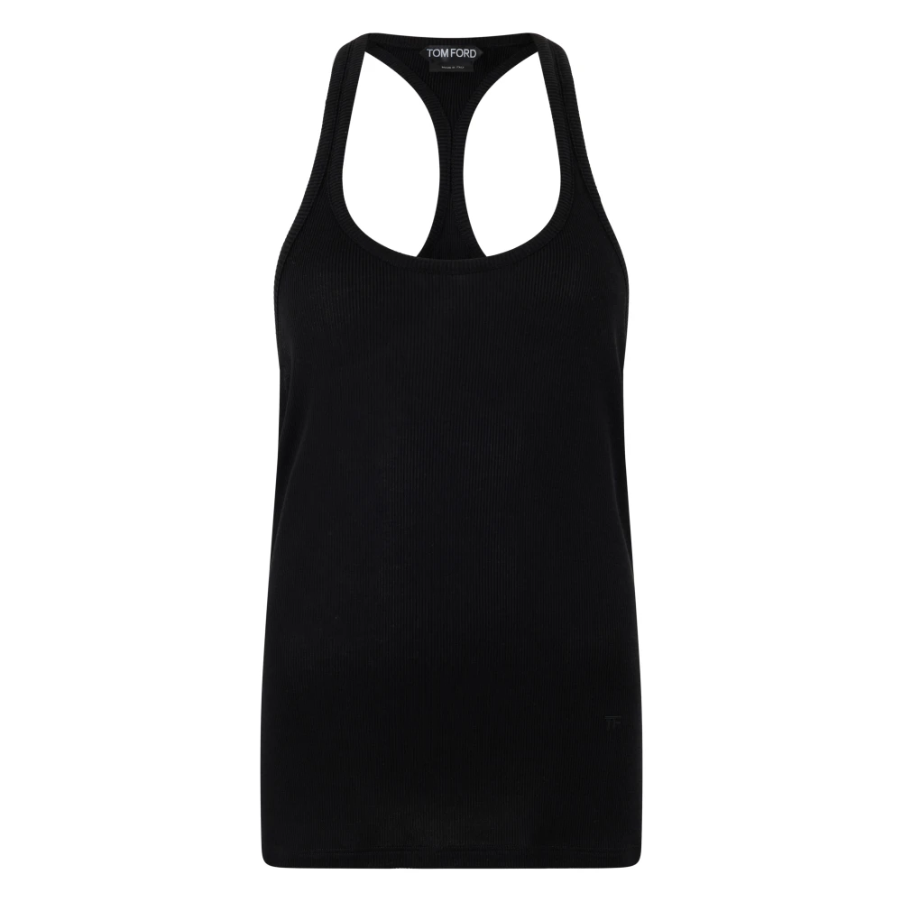 Tom Ford Women's Black Sleeveless Tops, 2XS, Ribbed Tank Top