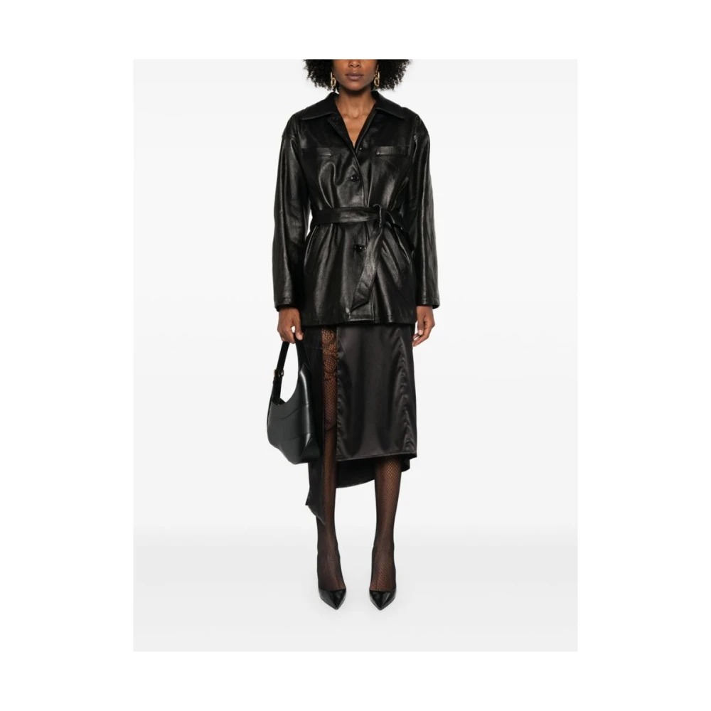 Dolce & Gabbana Zwarte lamsvachtjas met spreidkraag Black Dames