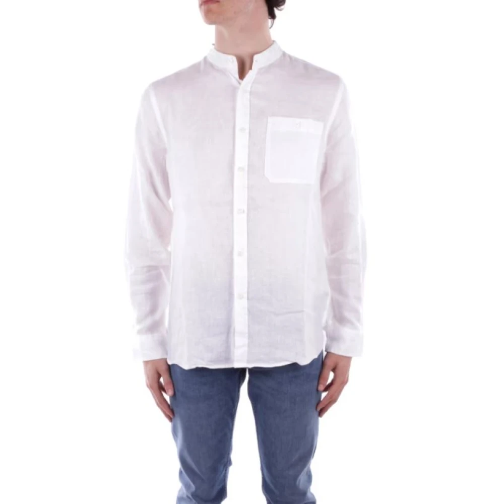 Woolrich Witte Mandarin Kraag Shirt White Heren