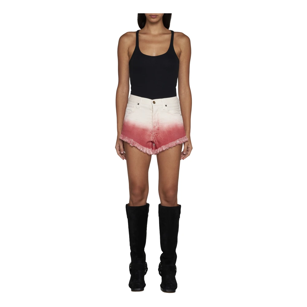 Alanui Helderrode Denim Shorts Ruwe Denim Multicolor Dames